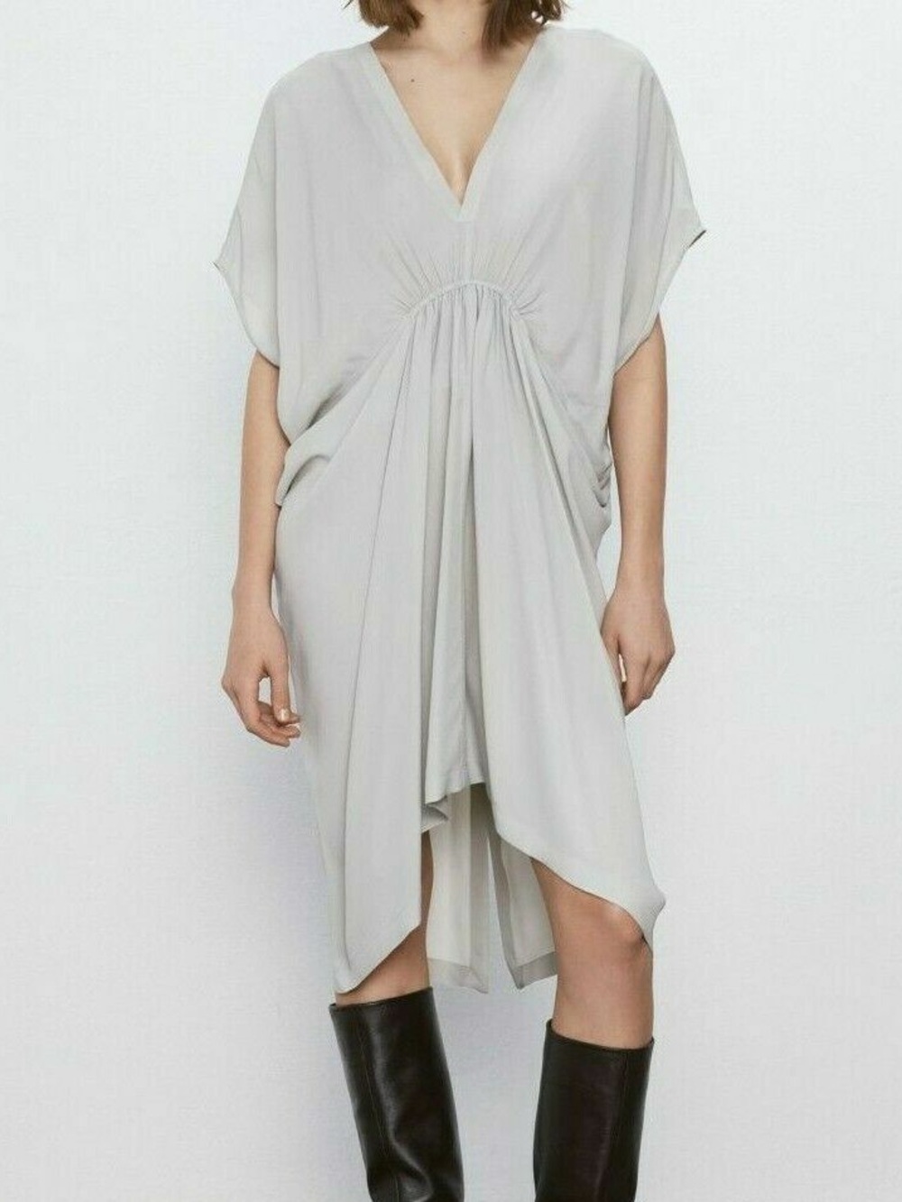 ZARA V-Neck Draped Women’s Dress
